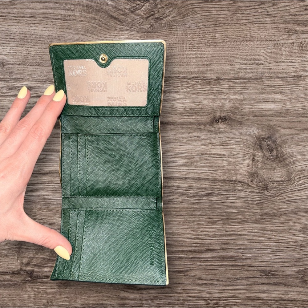 Michael Kors Emerald Wallet with Gold Details - Picture 3 of 5